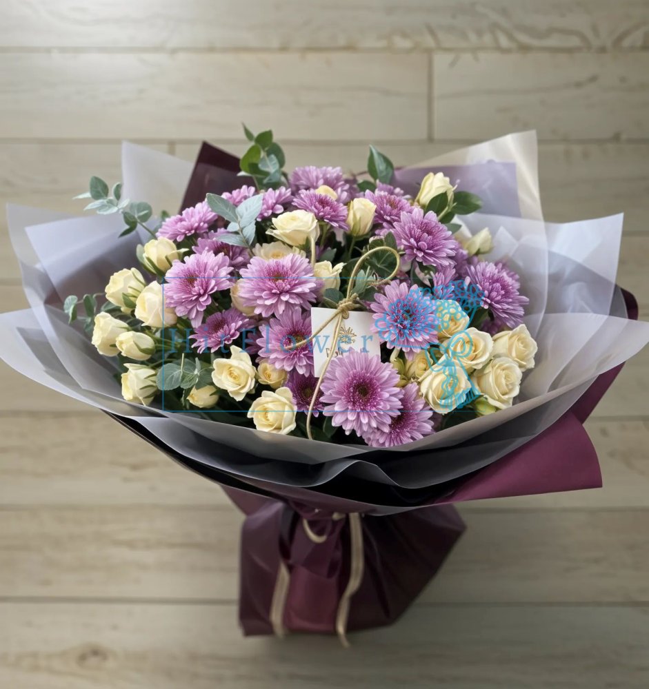 Букет цветов Поэма из цветов Букет цветов из: Хризантемы и Розы